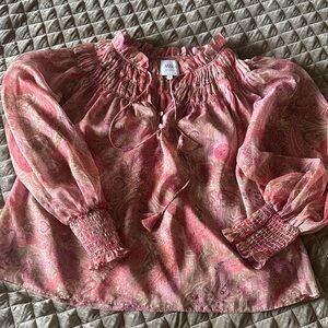 Misa Los Angeles Pink Paisley Blouse